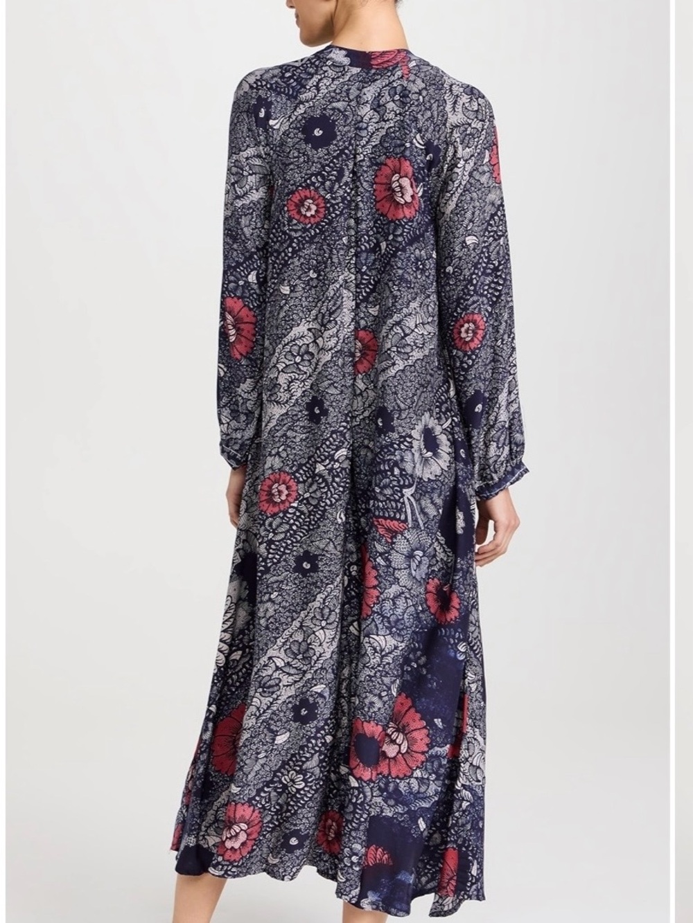 Natalie Martin Silk Fiore Maxi in Peacock Blue Ink - Picture 4 of 9